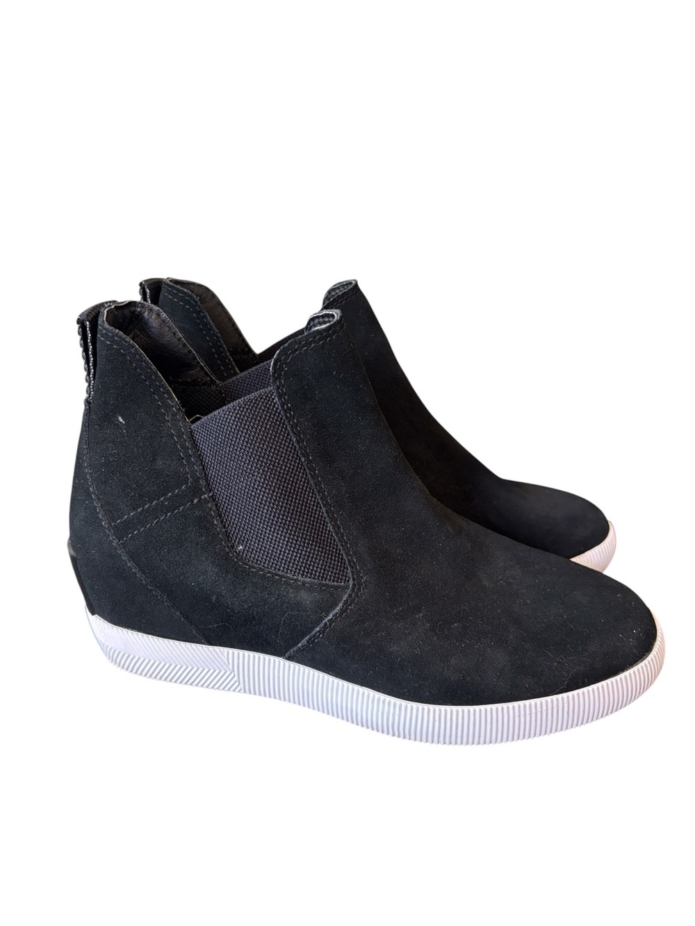 SOREL Out 'N About™ Slip-On Wedge Black Suede Pull On Boots Size 8
